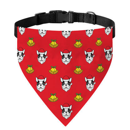 Christmas French Bulldog Santa Print Over The Collar Dog Bandana