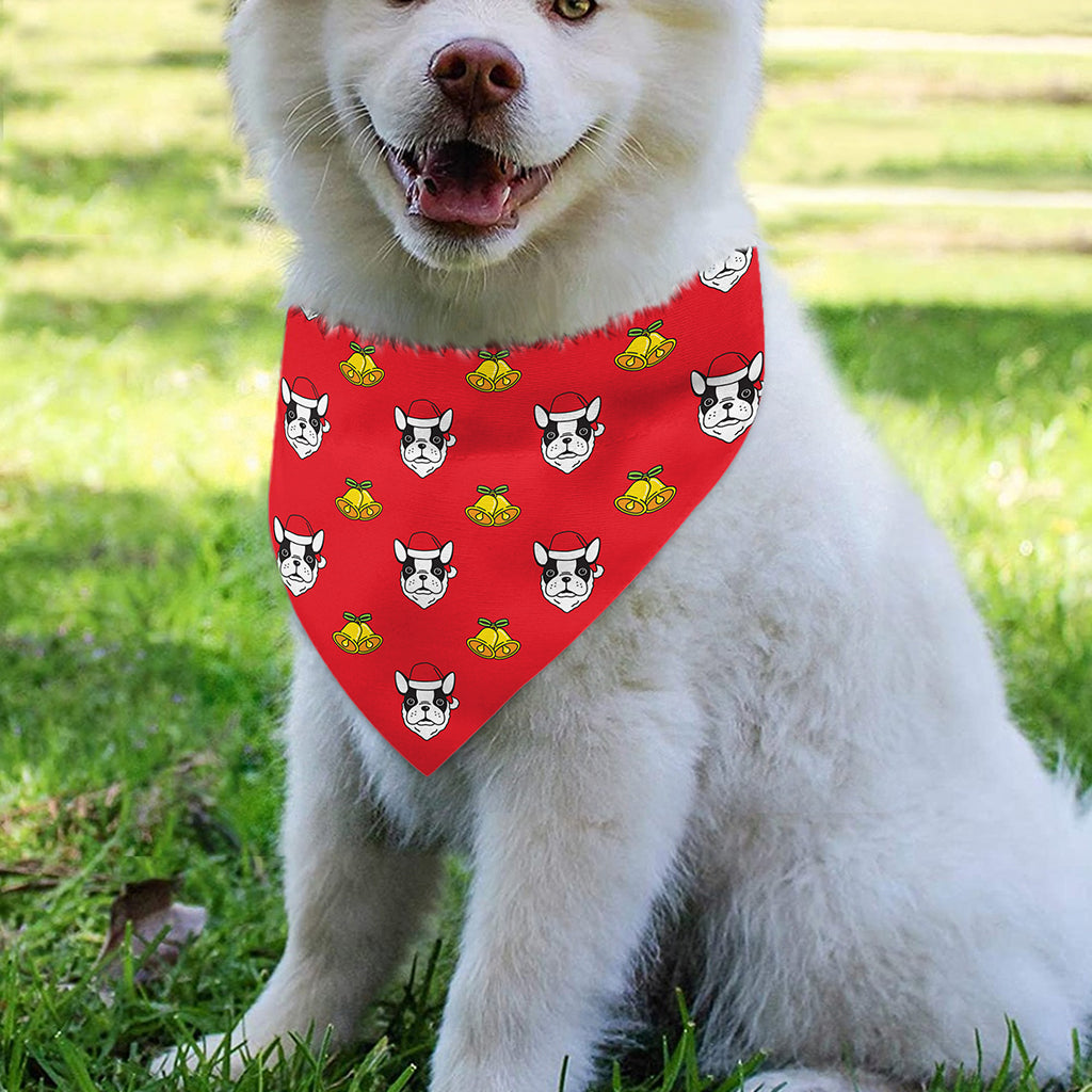 Christmas French Bulldog Santa Print Over The Collar Dog Bandana