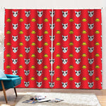 Christmas French Bulldog Santa Print Pencil Pleat Curtains