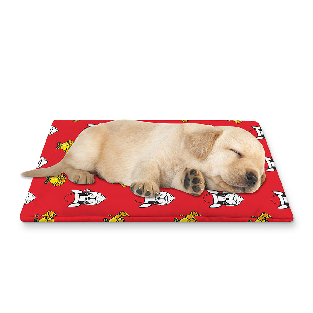 Christmas French Bulldog Santa Print Pet Cooling Mat Cover