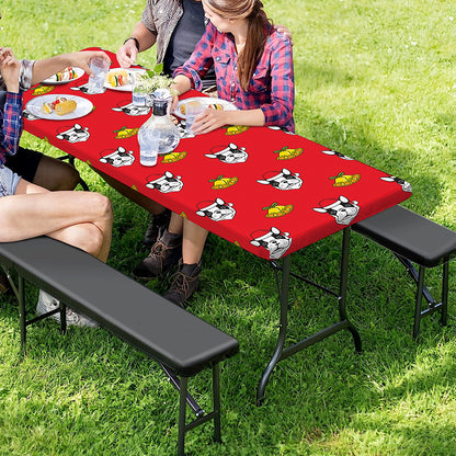 Christmas French Bulldog Santa Print Picnic Table Cover