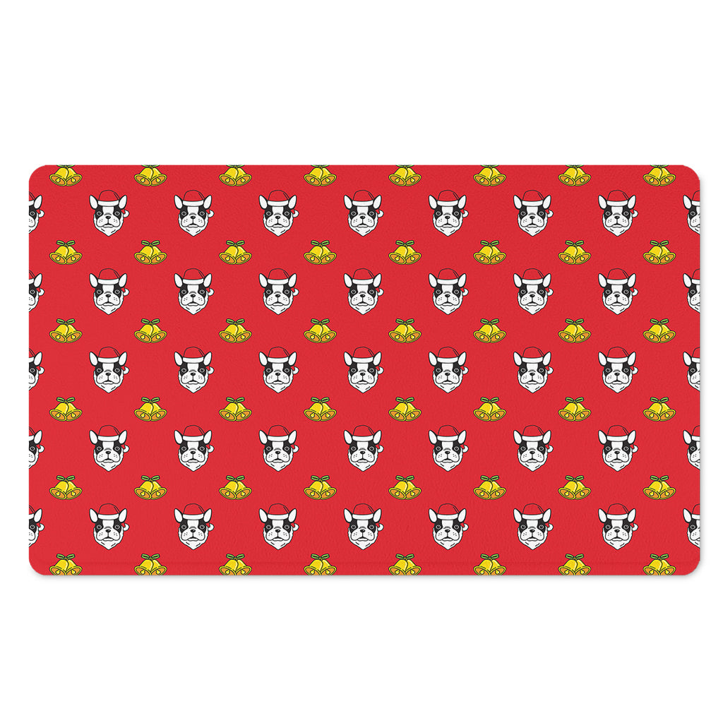 Christmas French Bulldog Santa Print Polyester Doormat