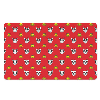 Christmas French Bulldog Santa Print Polyester Doormat