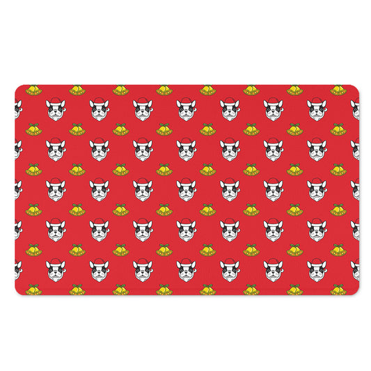 Christmas French Bulldog Santa Print Polyester Doormat