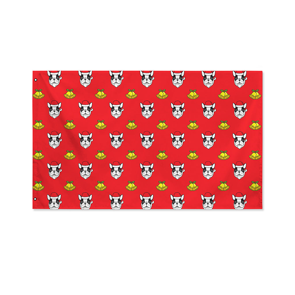 Christmas French Bulldog Santa Print Polyester Flag