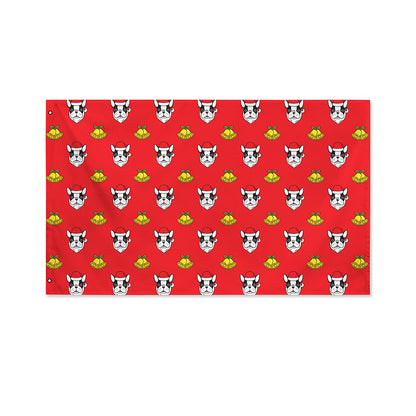 Christmas French Bulldog Santa Print Polyester Flag