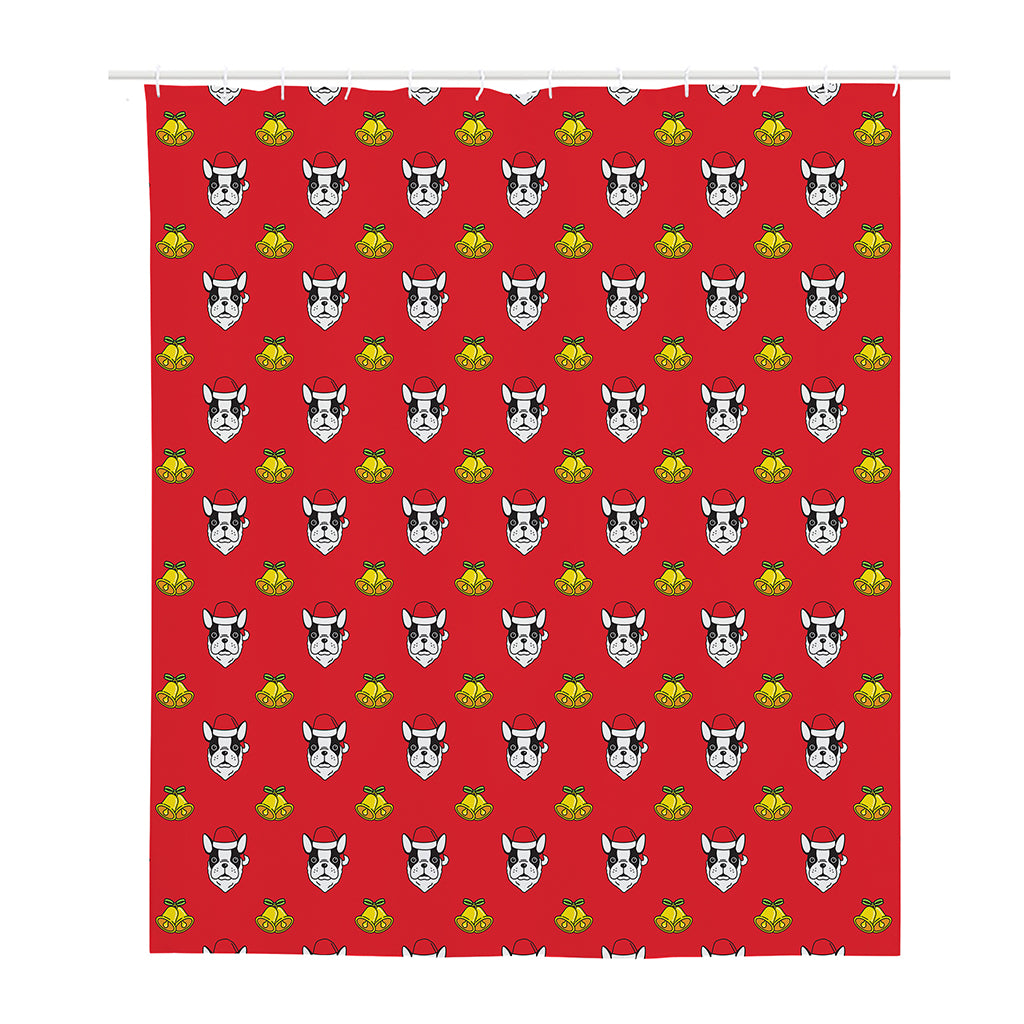 Christmas French Bulldog Santa Print Polyester Shower Curtain