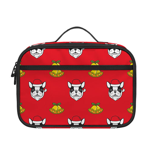 Christmas French Bulldog Santa Print Portable Lunch Bag