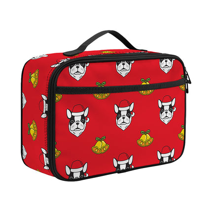 Christmas French Bulldog Santa Print Portable Lunch Bag