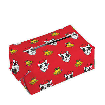 Christmas French Bulldog Santa Print Rectangle Tissue Box Cover