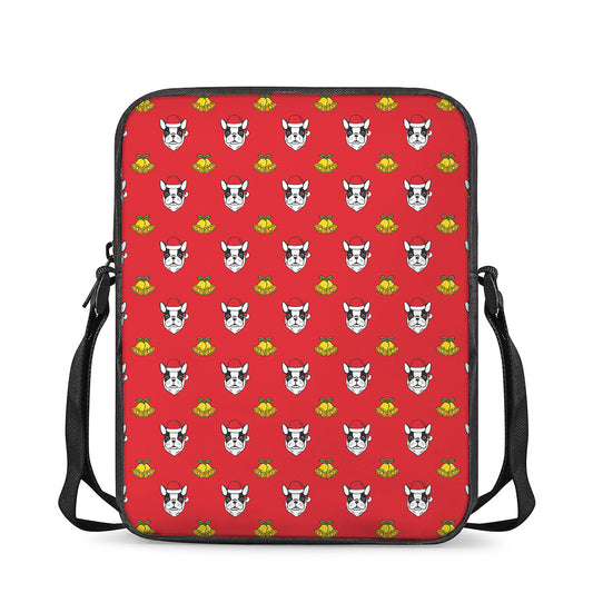 Christmas French Bulldog Santa Print Rectangular Crossbody Bag