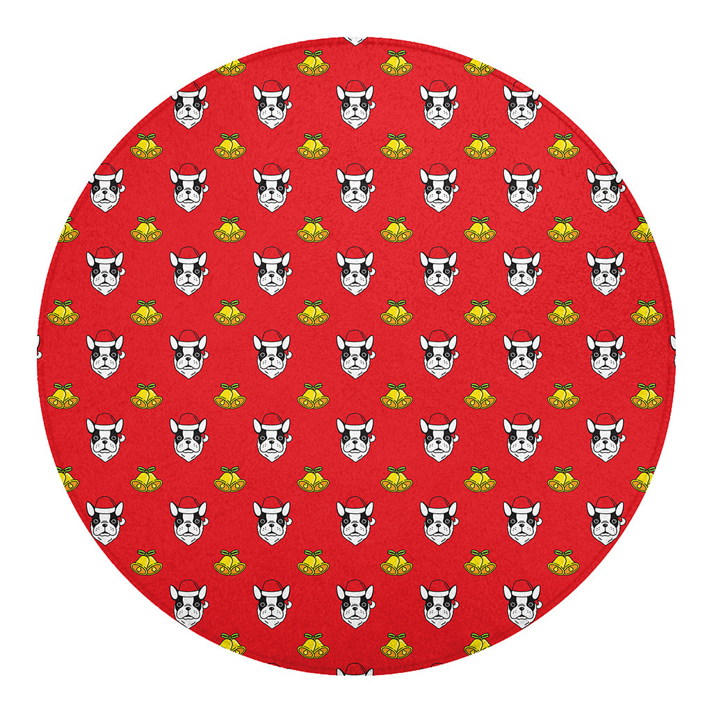 Christmas French Bulldog Santa Print Round Blanket