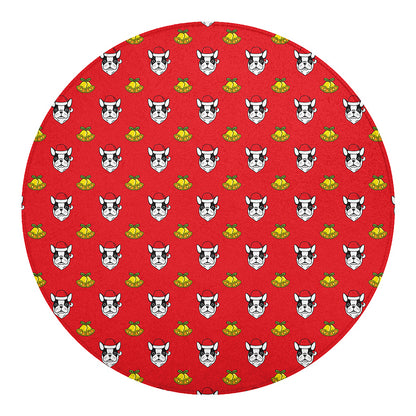 Christmas French Bulldog Santa Print Round Blanket