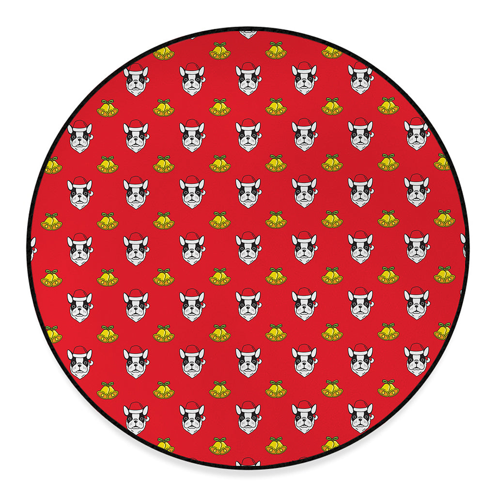 Christmas French Bulldog Santa Print Round Floor Mat