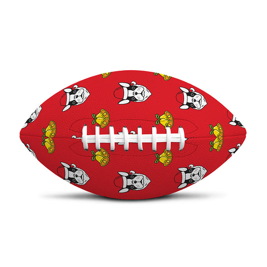 Christmas French Bulldog Santa Print Rugby Ball