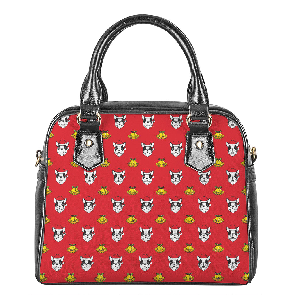 Christmas French Bulldog Santa Print Shoulder Handbag