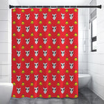 Christmas French Bulldog Santa Print Shower Curtain