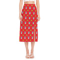 Christmas French Bulldog Santa Print Side Slit Midi Skirt