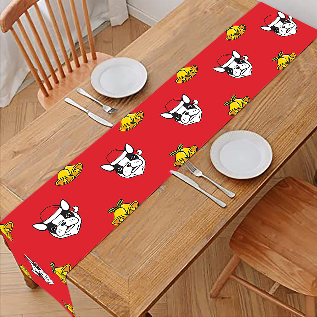 Christmas French Bulldog Santa Print Table Runner