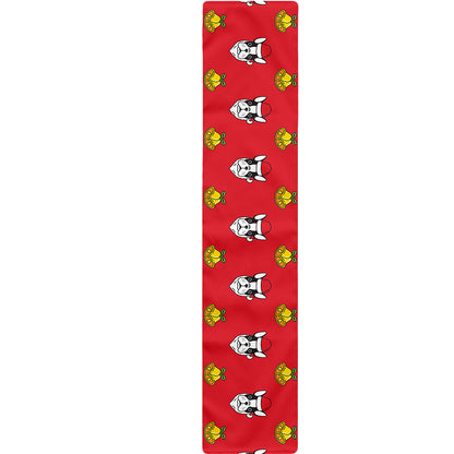 Christmas French Bulldog Santa Print Table Runner