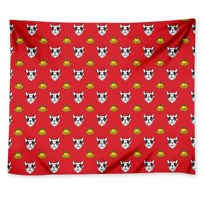 Christmas French Bulldog Santa Print Tapestry