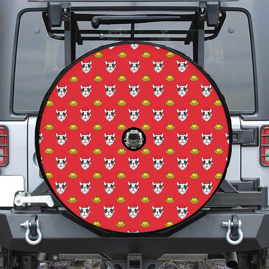 Christmas French Bulldog Santa Print Tire Cover With Camera Hole
