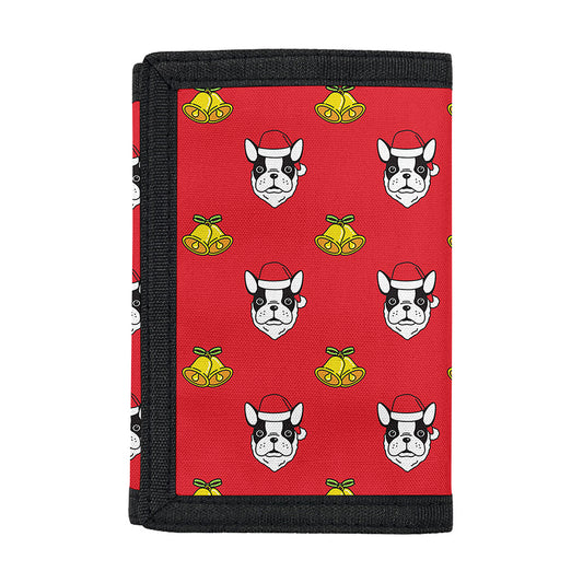 Christmas French Bulldog Santa Print Trifold Wallet