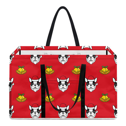 Christmas French Bulldog Santa Print Utility Tote Bag