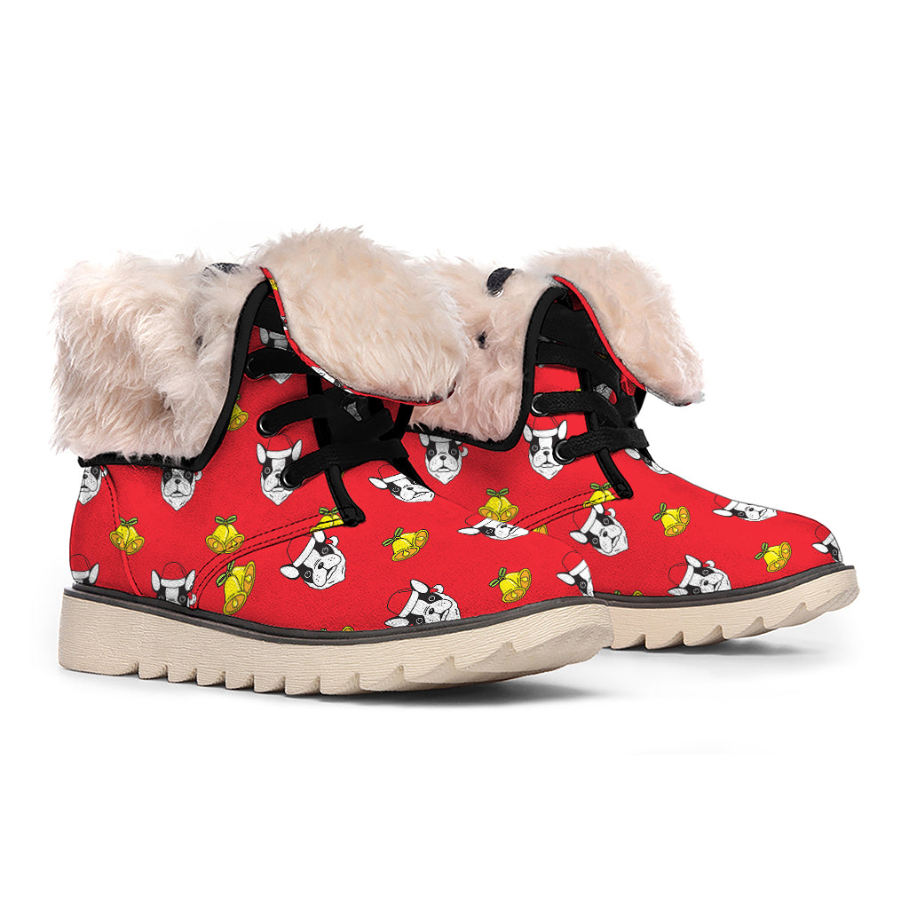 Christmas French Bulldog Santa Print Winter Boots