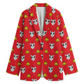 Christmas French Bulldog Santa Print Women's Cotton Blazer