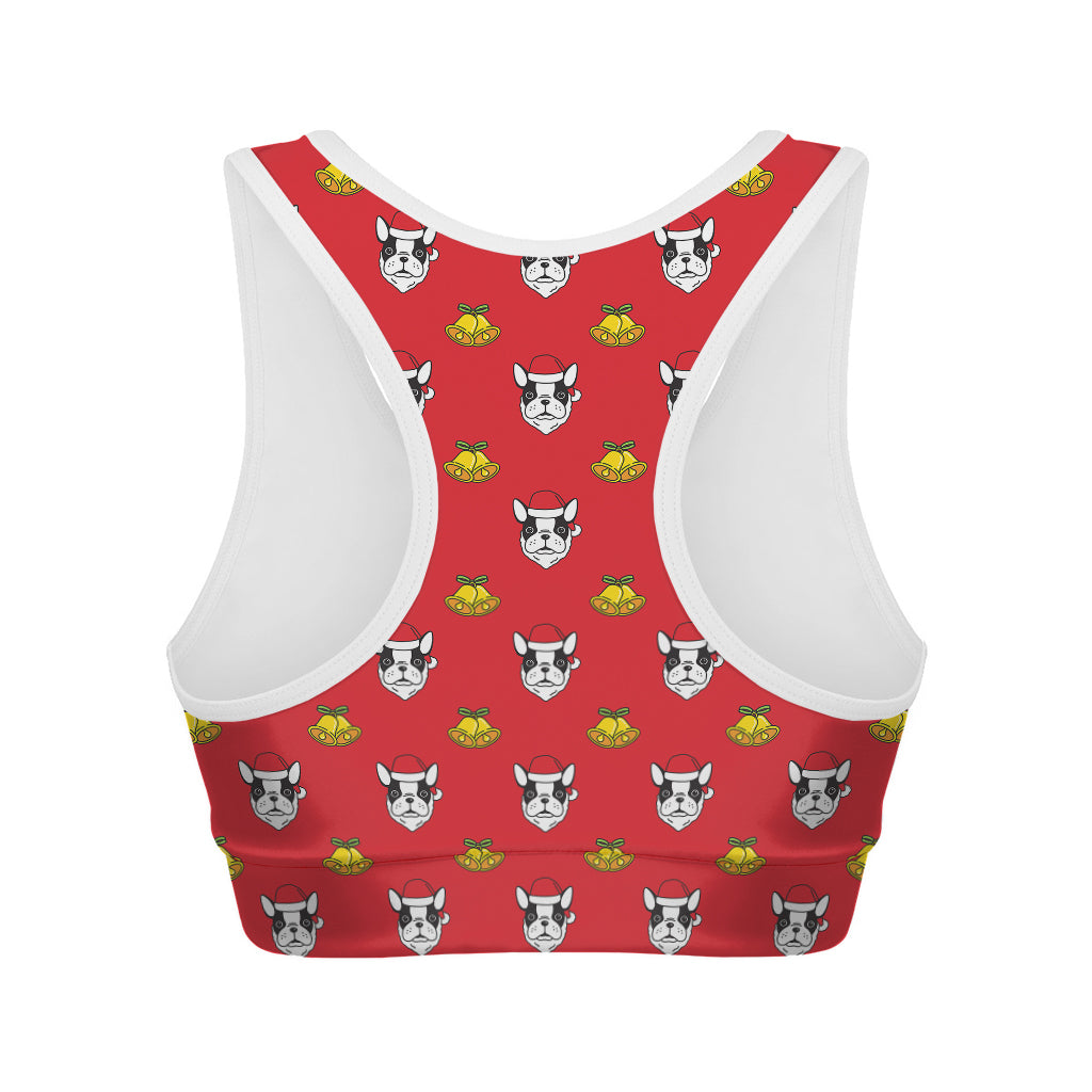Christmas French Bulldog Santa Print Women's Sports Bra