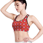 Christmas French Bulldog Santa Print Women's Sports Bra