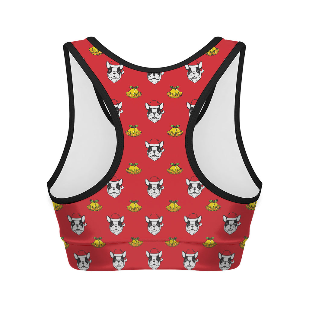 Christmas French Bulldog Santa Print Women's Sports Bra