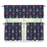 Christmas Gift Knitted Pattern Print 3 Piece Kitchen Curtains