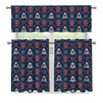 Christmas Gift Knitted Pattern Print 3 Piece Kitchen Curtains