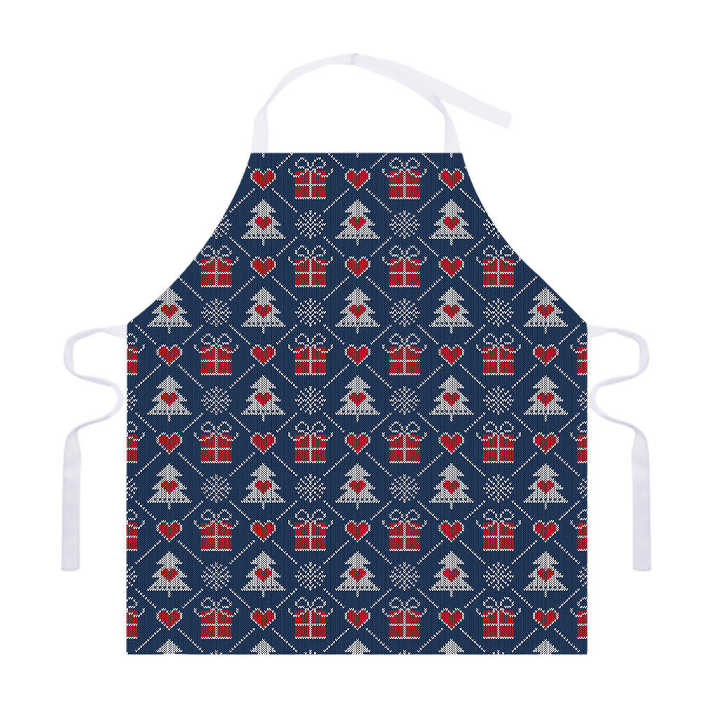 Christmas Gift Knitted Pattern Print Adjustable Apron