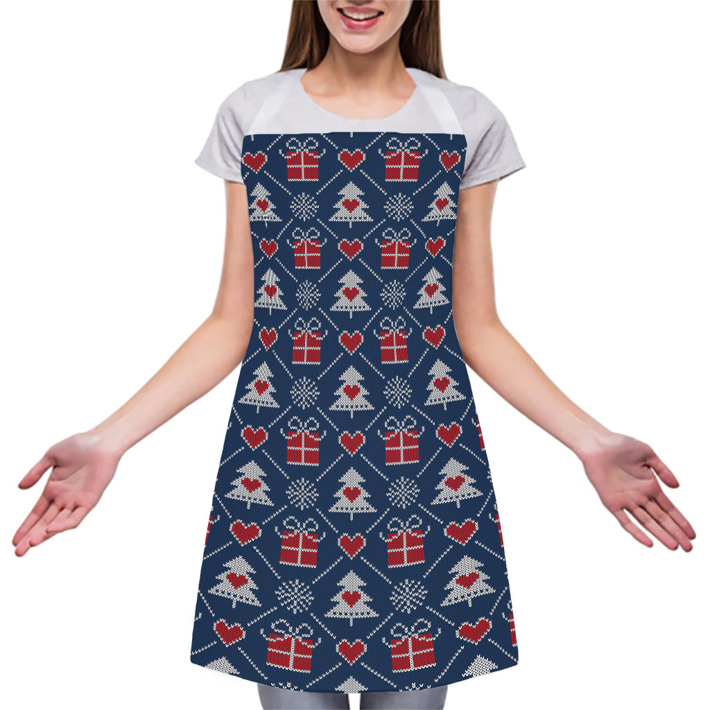 Christmas Gift Knitted Pattern Print Adjustable Apron