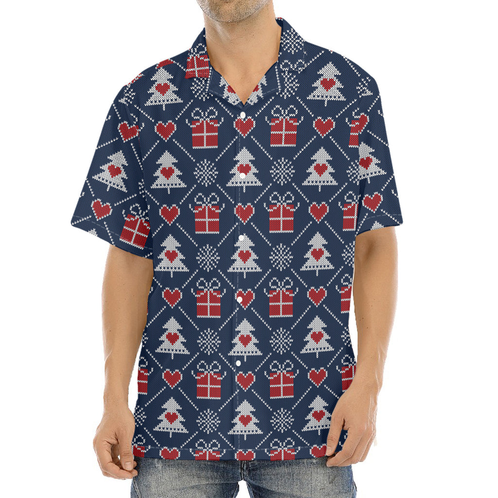 Christmas Gift Knitted Pattern Print Aloha Shirt