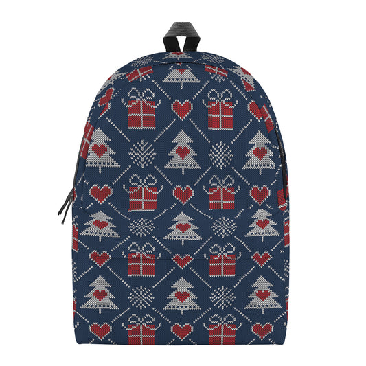 Christmas Gift Knitted Pattern Print Backpack