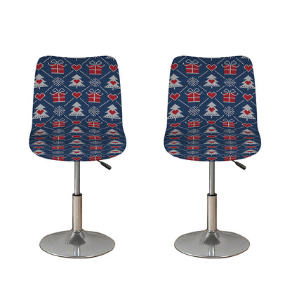 Christmas Gift Knitted Pattern Print Bar Stool Covers