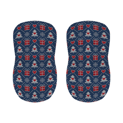Christmas Gift Knitted Pattern Print Bar Stool Covers