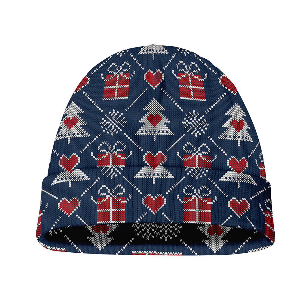 Christmas Gift Knitted Pattern Print Beanie
