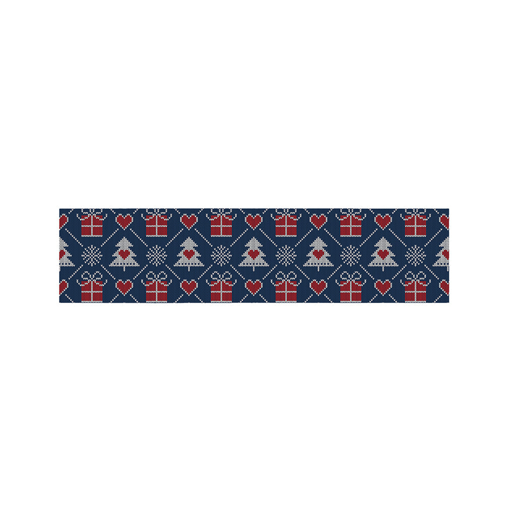 Christmas Gift Knitted Pattern Print Bed Runner