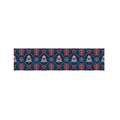 Christmas Gift Knitted Pattern Print Bed Runner