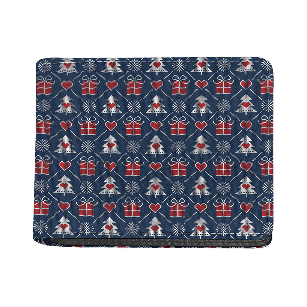 Christmas Gift Knitted Pattern Print Bifold Wallet