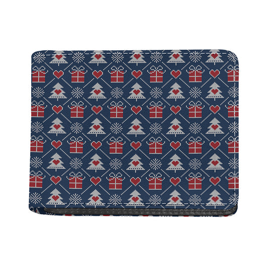 Christmas Gift Knitted Pattern Print Bifold Wallet
