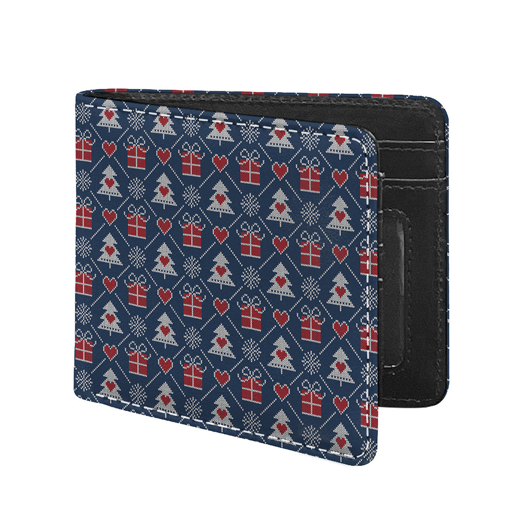 Christmas Gift Knitted Pattern Print Bifold Wallet