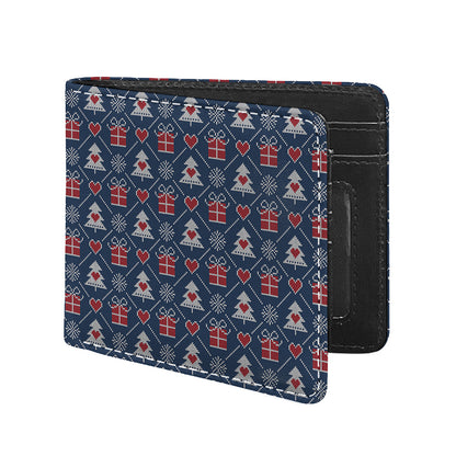 Christmas Gift Knitted Pattern Print Bifold Wallet