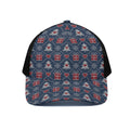 Christmas Gift Knitted Pattern Print Black Mesh Trucker Hat