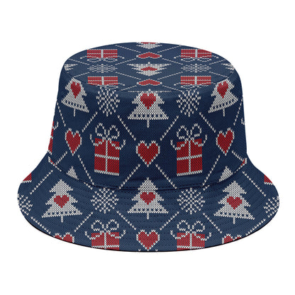 Christmas Gift Knitted Pattern Print Bucket Hat